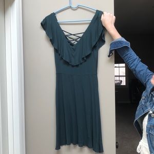 A green sleek dress